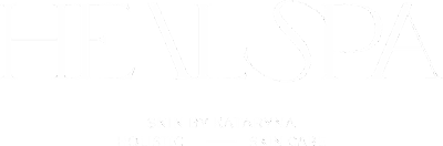 The image features the HEAL SPA logo with the text SKIN BY KATARYNA below, and HOLISTIC — SKIN CARE underneath, all in elegant white font on a black background.