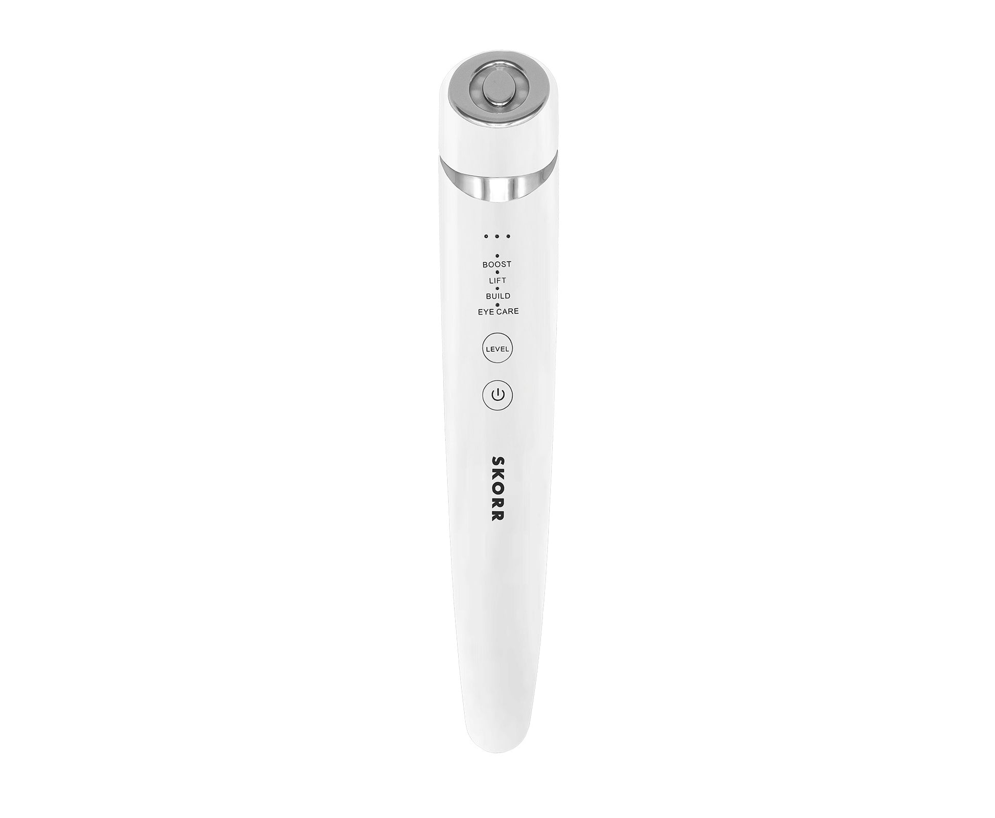 SKORR tool white with light indicators Boost, list, build, eye care. Level and power button.